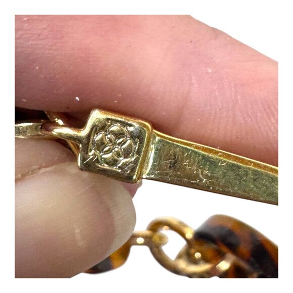 Vintage Tortoise shell Lucite Gold Chain Bracelet Designer Statement Piece 6" - Picture 7 of 8